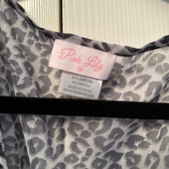 Pink Lily Gray Leopard Print Coverup - Picture 2 of 2